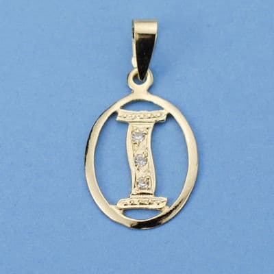 18K COLGANTE LETRA I CON CIRCONITAS