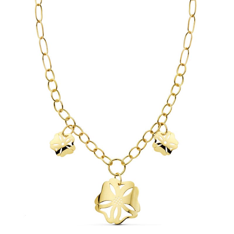 18K GARGANTILLA CADENA Y FLOR 42CM