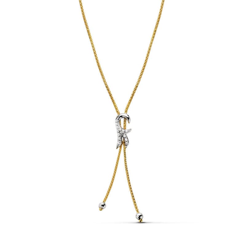 18K GARGANTILLA ORO BICOLOR FLOR LIS 45 CM