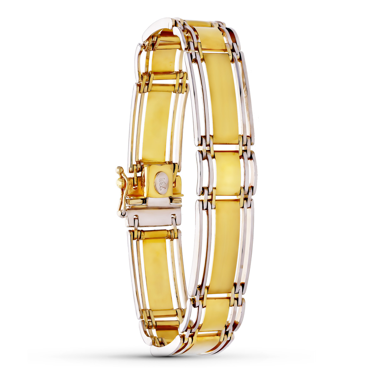 18K PULSERA ORO BICOLOR MATE Y BRILLO