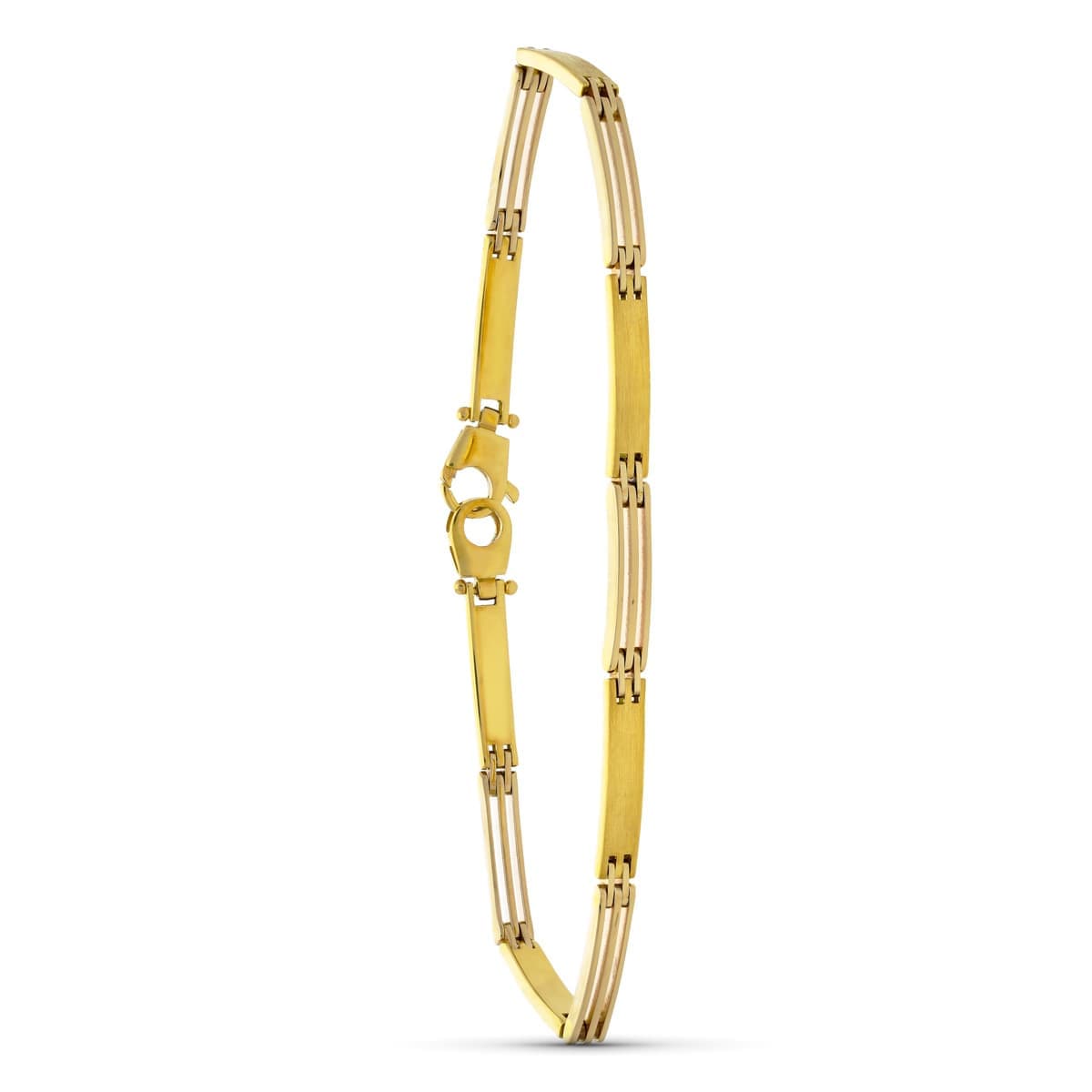 18K PULSERA ORO BICOLOR BARRAS MATE
