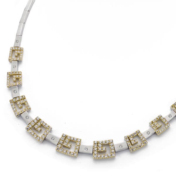 18K GARGANTILLA GRECA ORO BICOLOR 45CMX10 MM