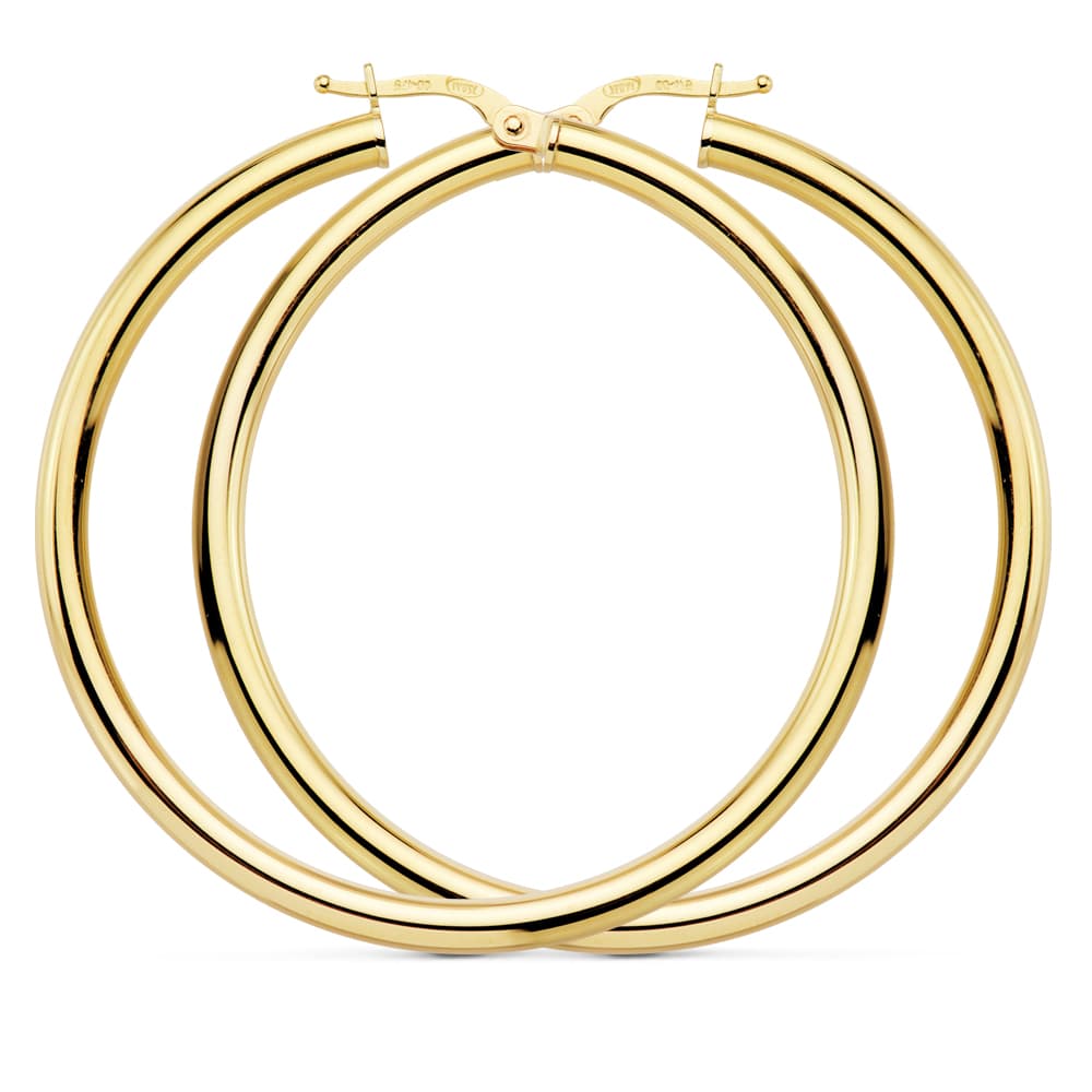 18K AROS ORO AMARILLO REDONDOS HUECOS 46X3 MM