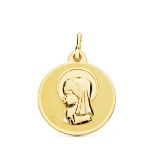 18K MEDALLA VIRGEN NIÑA BRILLO 18 MM