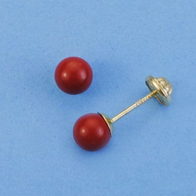 18K PENDIENTES CORAL 5 MM