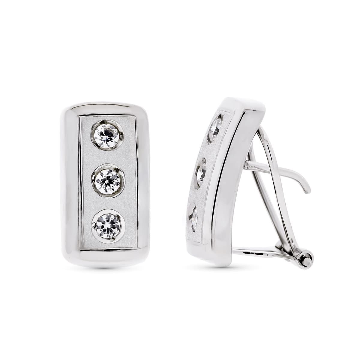 18K PENDIENTES ORO BLANCO CIRCONITAS RECTANG. 17X9 MM