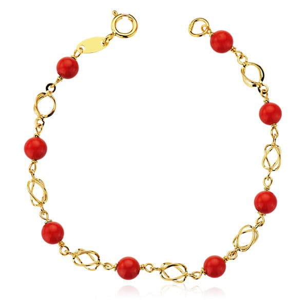 18K PULSERA AMARILLO ORO CORAL 13.5 CM