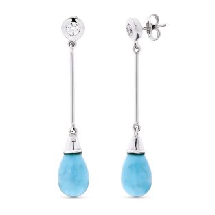 18K PENDIENTES ORO BLANCO LARGOS TURQUESA 1 CIRCONITA