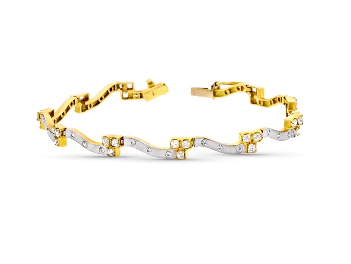 18K PULSERA ORO BICOLOR CON CIRCONITAS