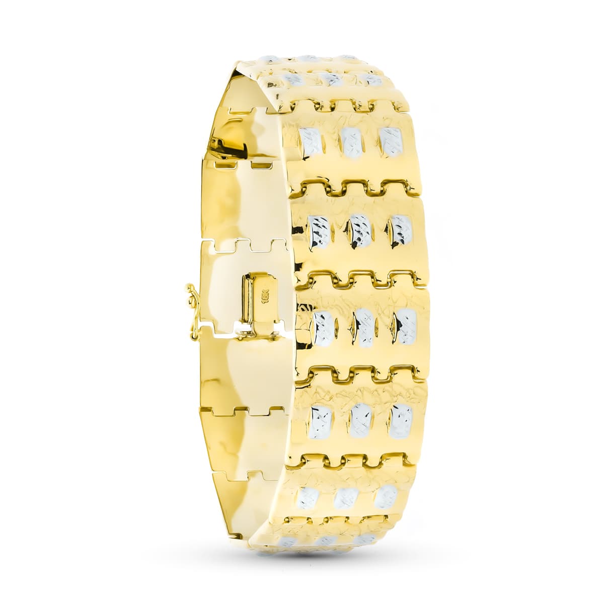 18K PULSERA ORO BICOLOR ESTAMPACION