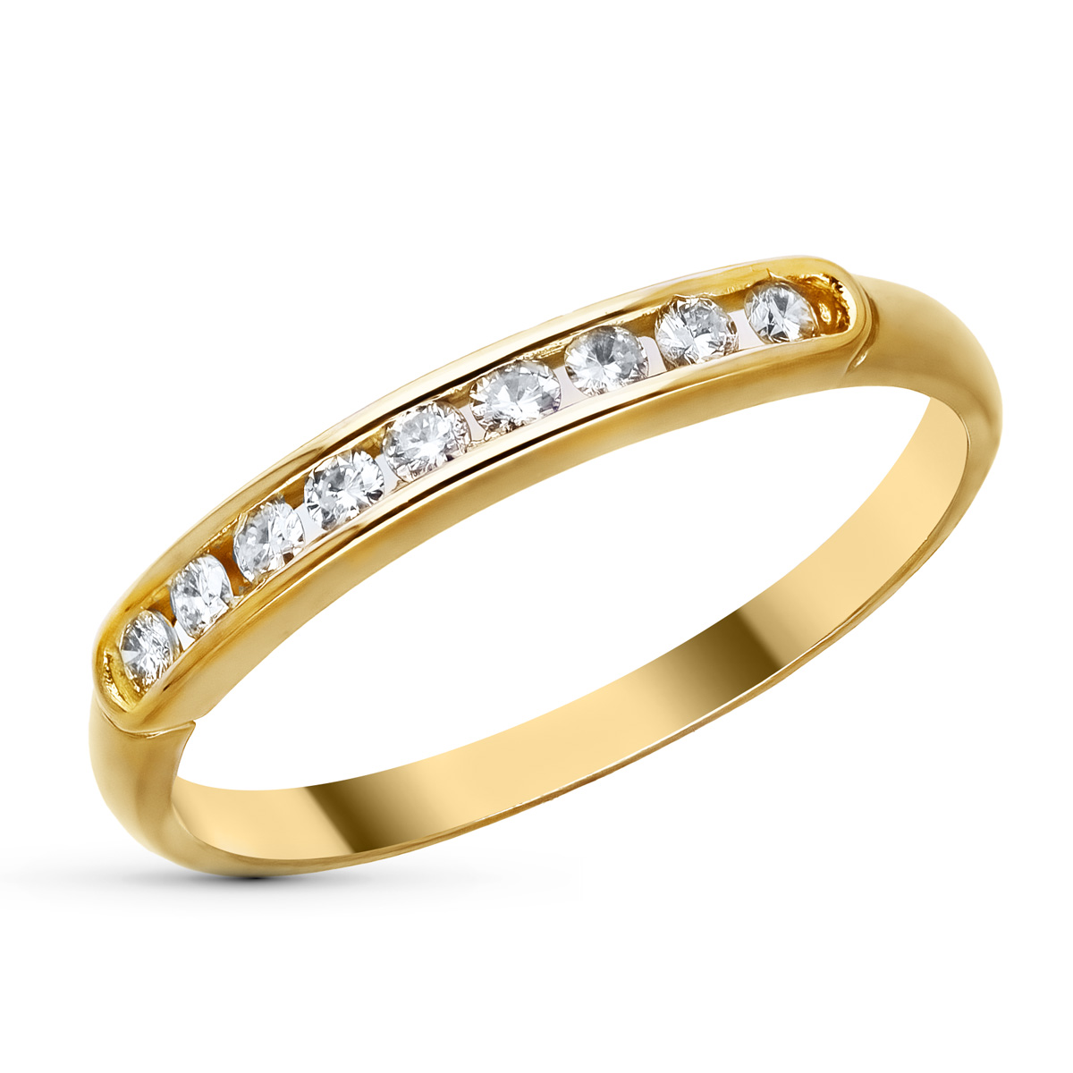 18K SORTIJA ORO AMARILLO DIAMANTES TALLA BRILLANTE 0.16 QTS.