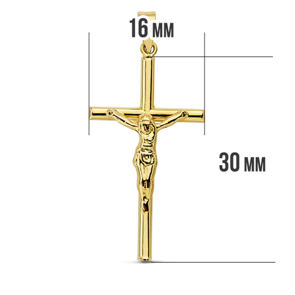18K CRUZ CON CRISTO HUECA 32X16 MM - Imagen 2