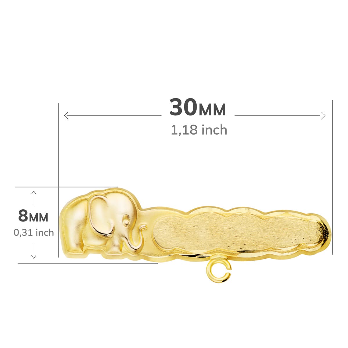 18K ALFILER ORO AMARILLO TALLADO ELEFANTE. 30X8 MM - Imagen 2