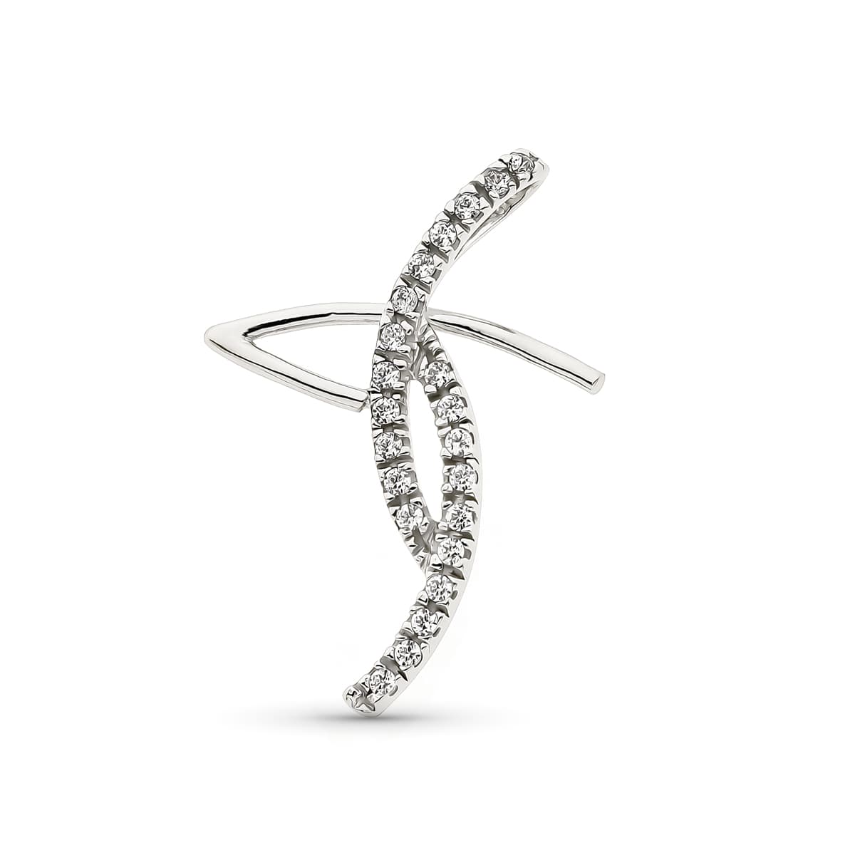 18K CRUZ ORO BLANCO Y CIRCONITAS 31X10 MM