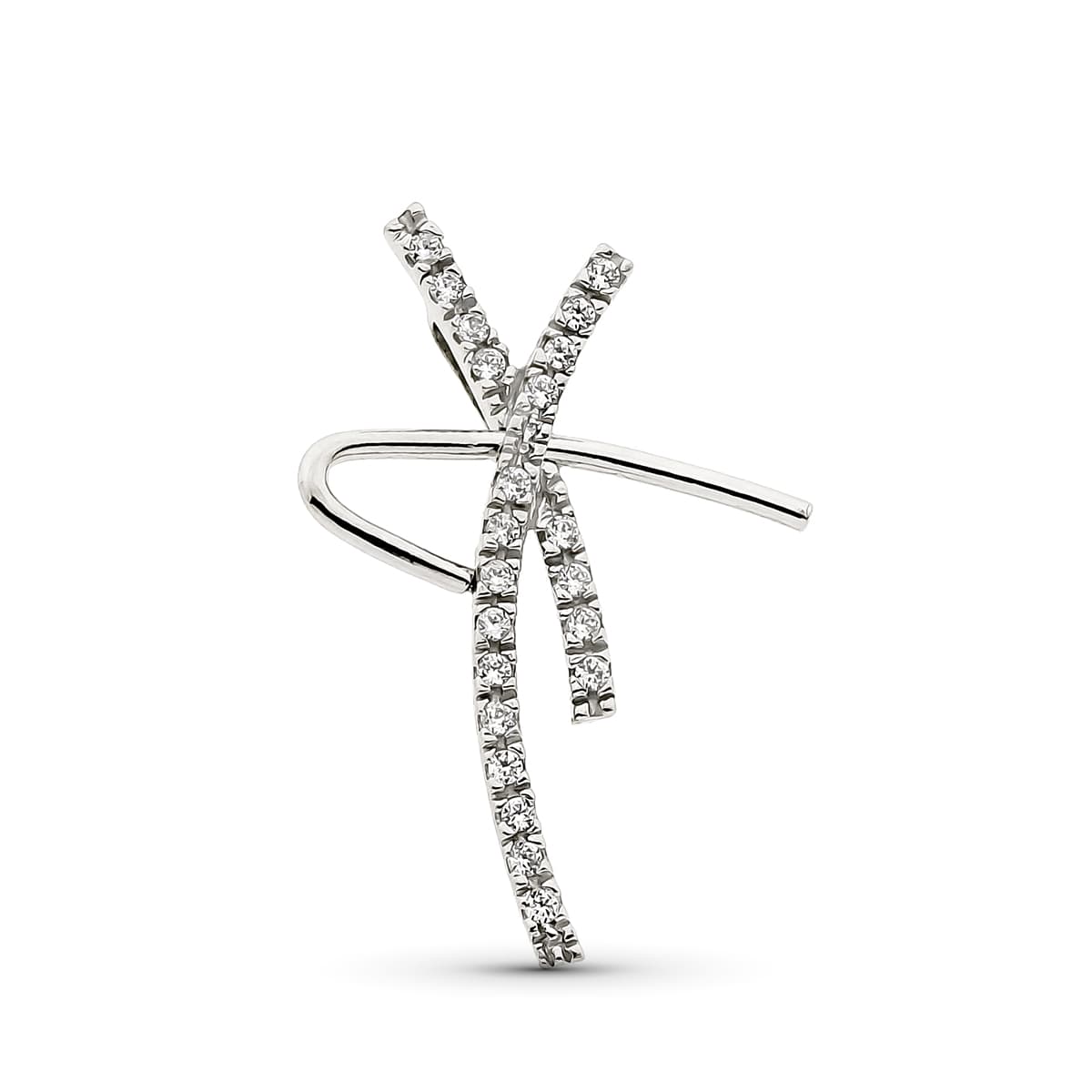 18K CRUZ ORO BLANCO CIRCONITAS 28X19 MM