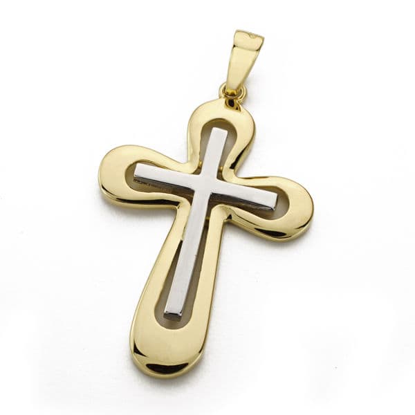 18K CRUZ BICOLOR LISA 38X25 MM