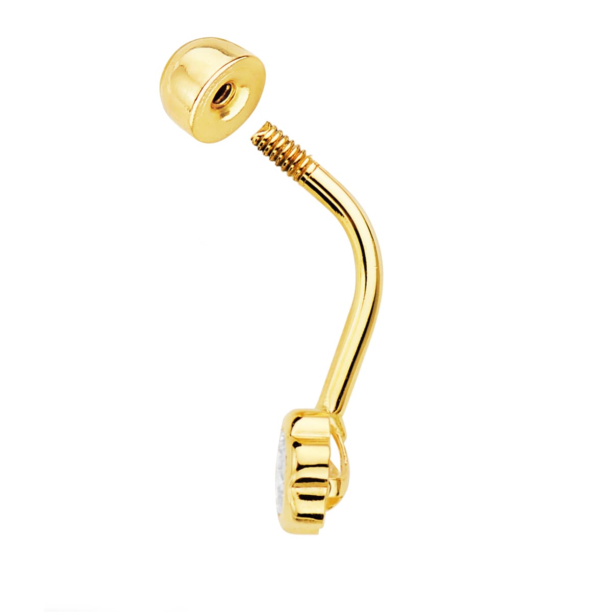 18K PIERCING OMBLIGO ORO AMARILLO CHATON FLOR 5X5 MM CIERRE BOLA LISA 4.5 MM - Imagen 2