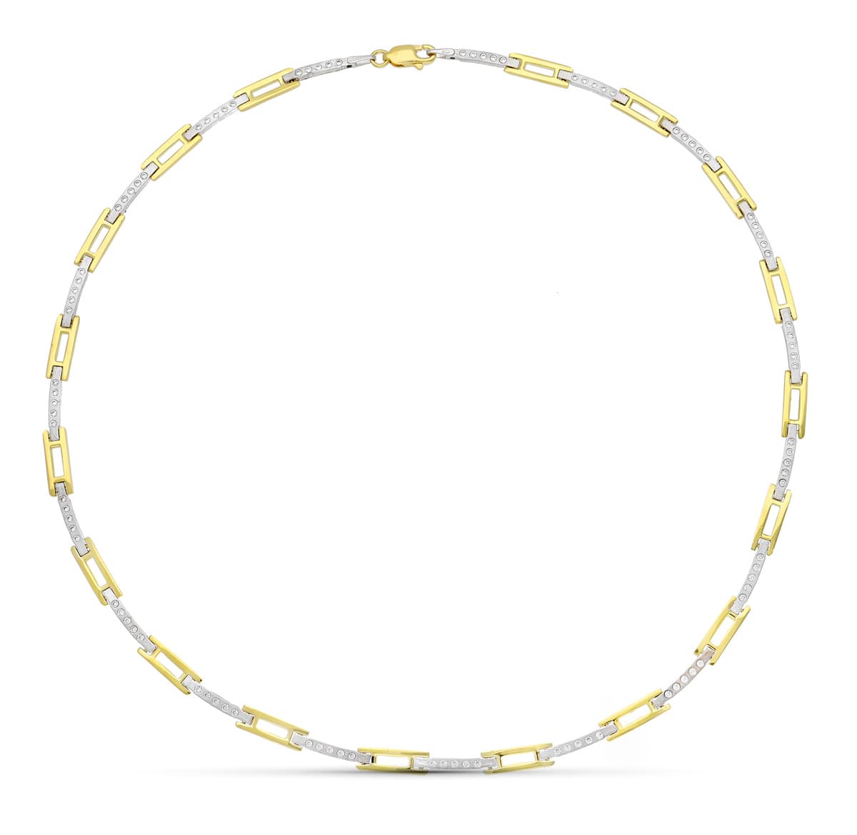 18K GARGANTILLA ORO BICOLOR CIRCONITAS MATE Y BRILLO