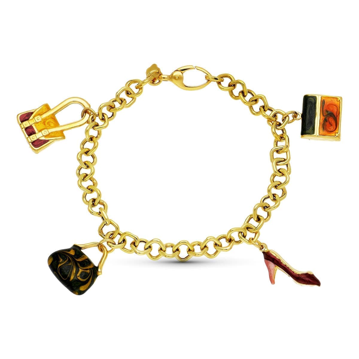 18K PULSERA ORO AMARILLO FETICHES ESMALTADOS