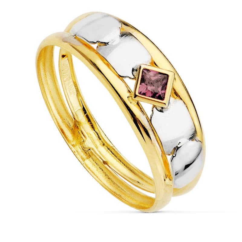 18K SORTIJA 2 HILOS BICOLOR 4 MM