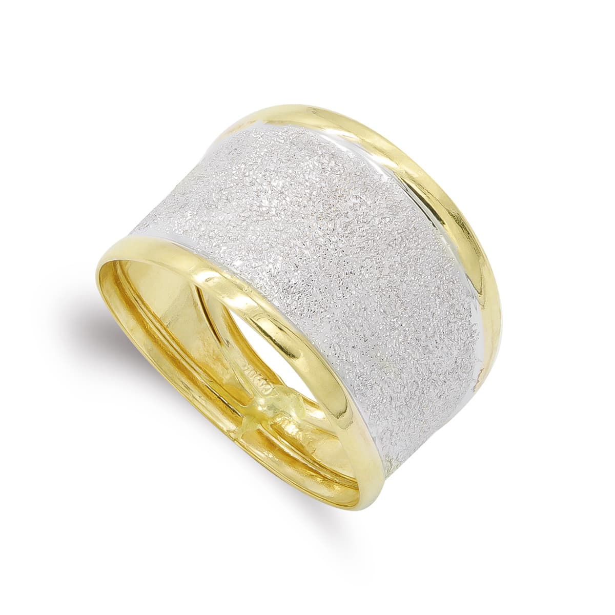 18K SORTIJA ORO BICOLOR DIAMANTADA Y BRILLO