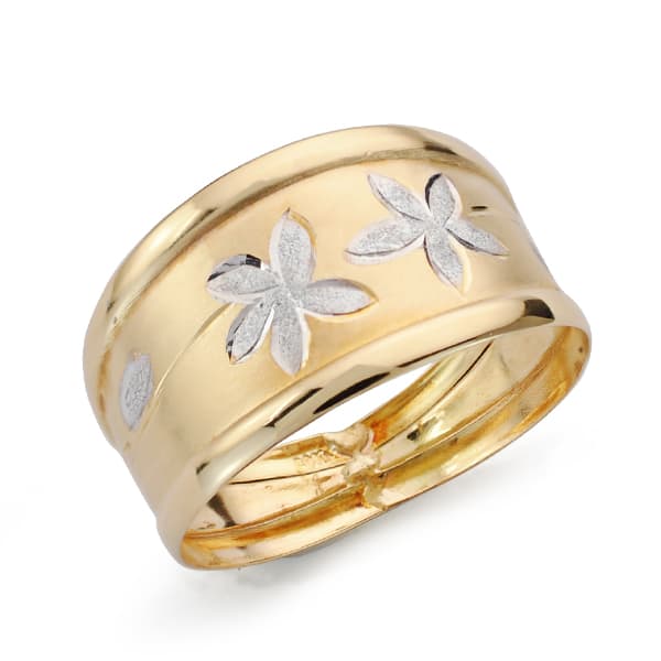 18K SORTIJA ORO BICOLOR FLORES