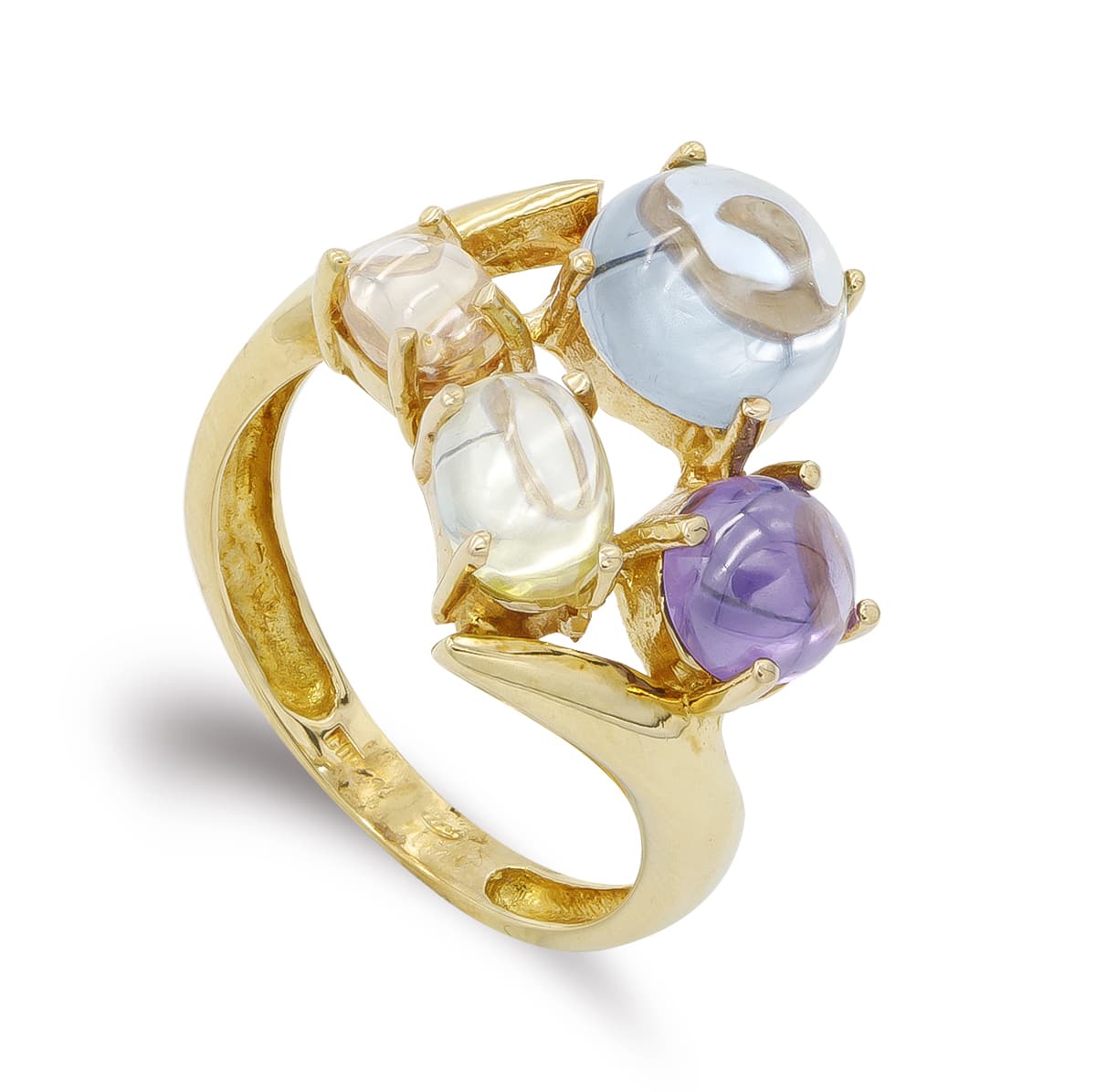 18K SORTIJA ORO AMARILLO PIEDRAS COLORES Y BLANCAS