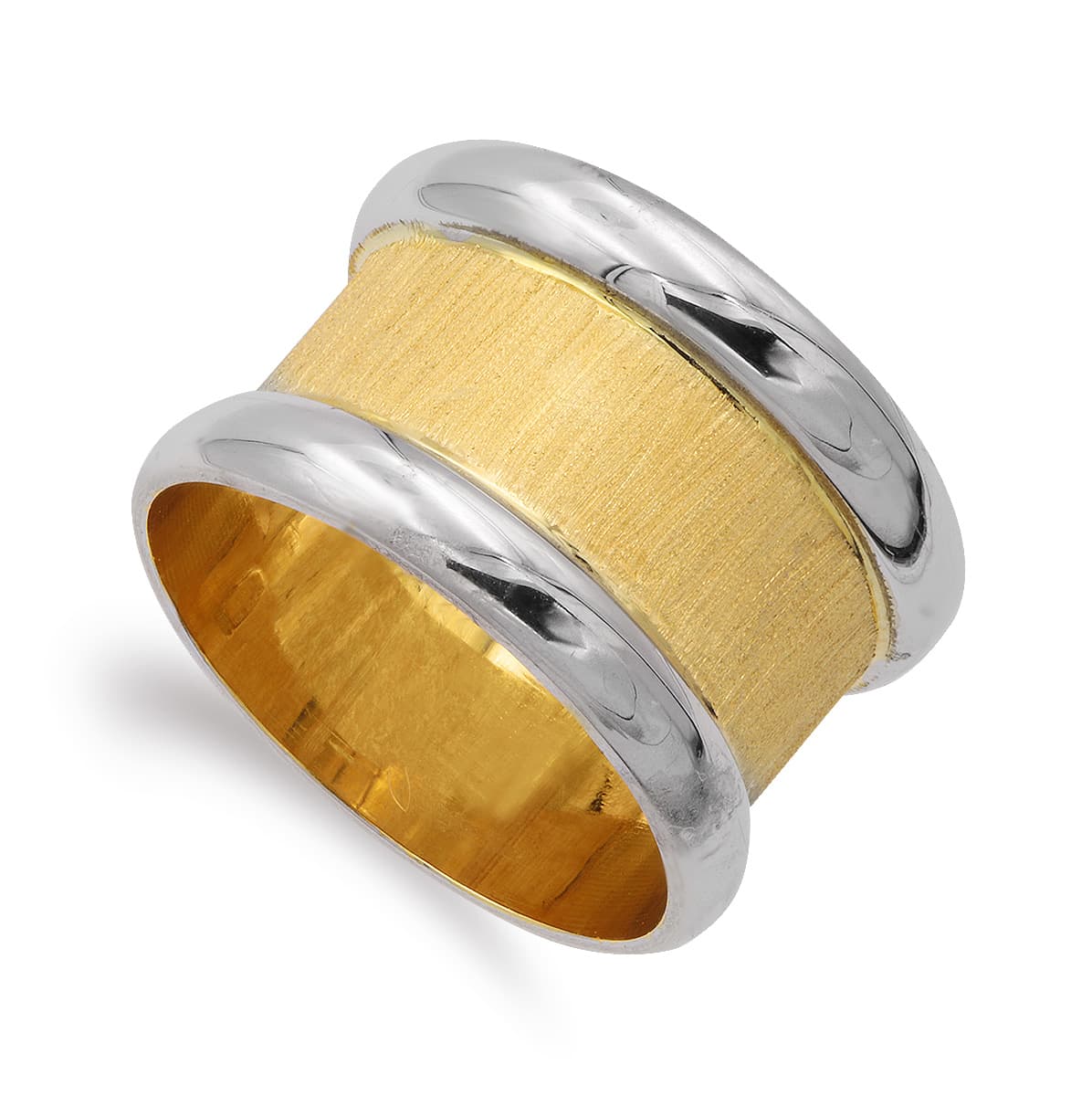 18K SORTIJA ORO BICOLOR BANDAS MATE Y BRILLO