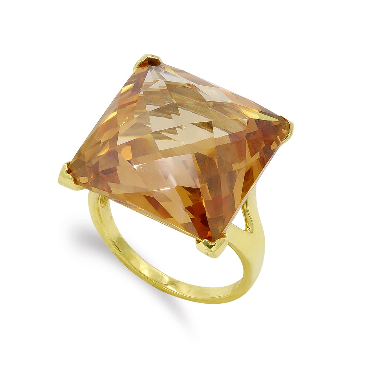 18K SORTIJA ORO AMARILLO PIEDRA CUADRADA Y GARRA 18X18