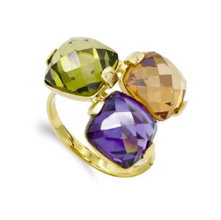 18K SORTIJA ORO AMARILLO CON PIEDRAS DE COLOR