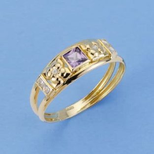 18K SORTIJA 2 HILOS PIEDRA CUADRADA