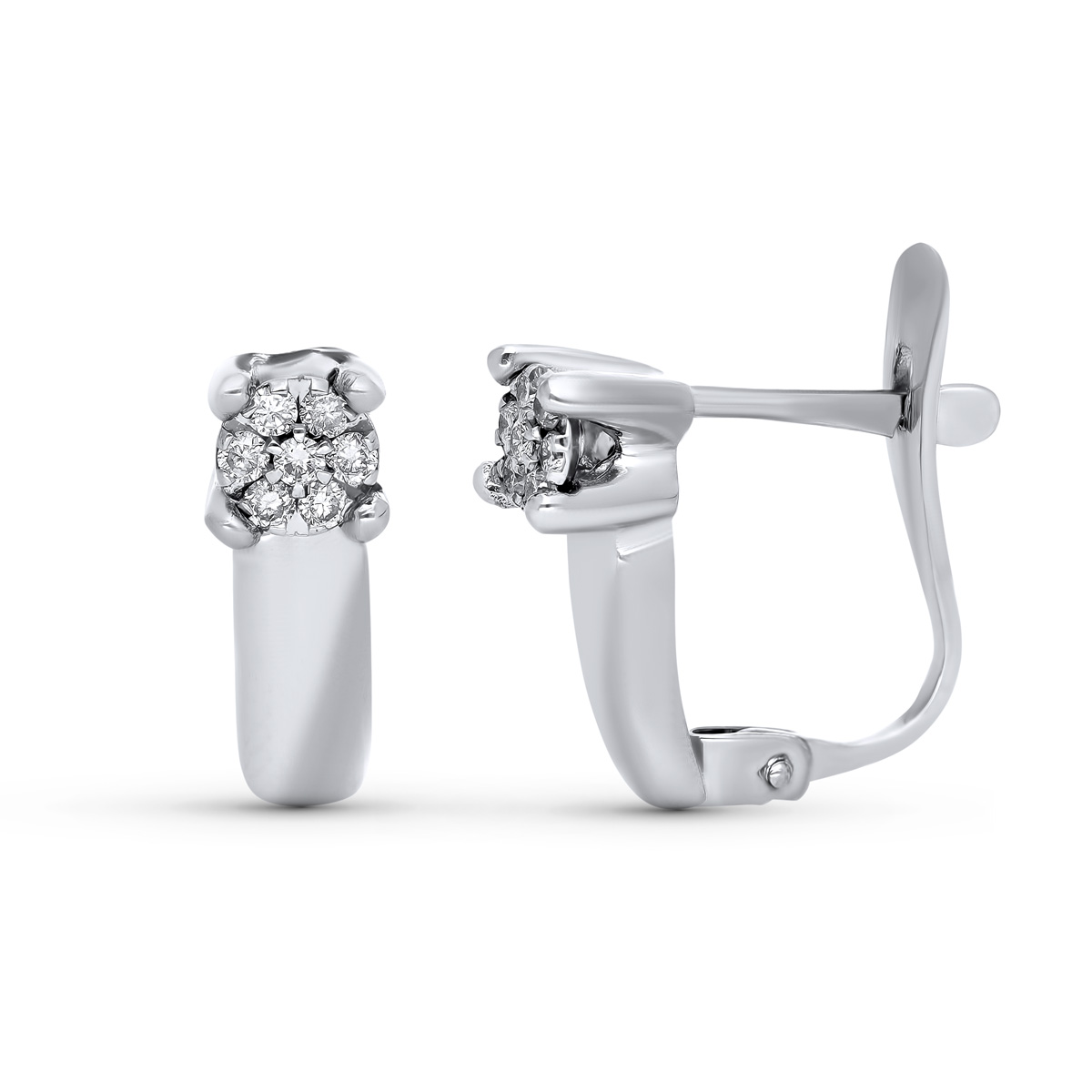 18K PENDIENTES ORO BLANCO BRILLANTES 0.10 KTES 13 X 4 MM