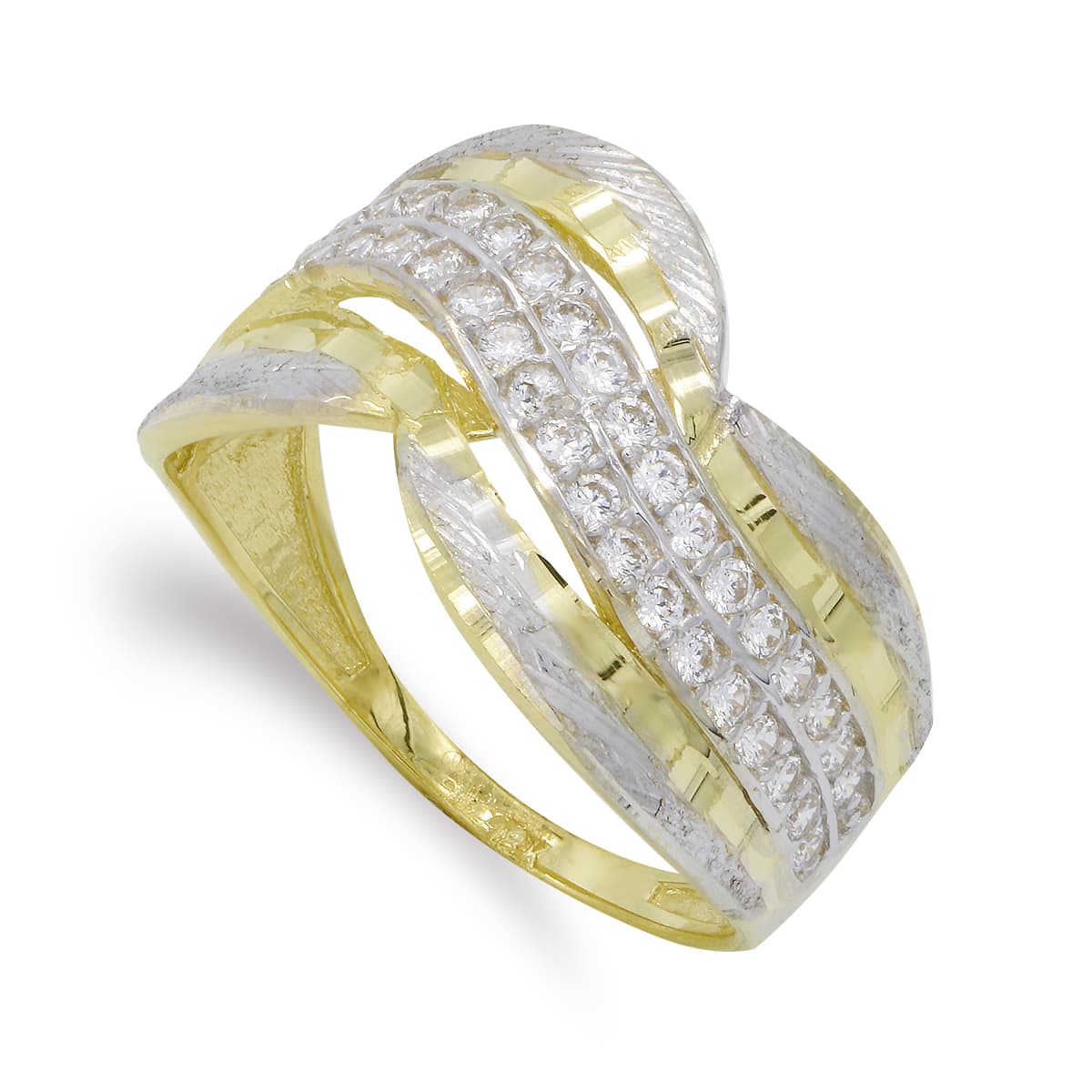 18K SORTIJA ORO BICOLOR CON CIRCONITAS