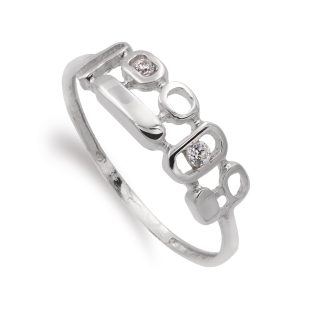 18K SORTIJA ORO BLANCO CON MOTIVOS Y CIRCONITAS ANCHO MOTIVO 16X5 MM