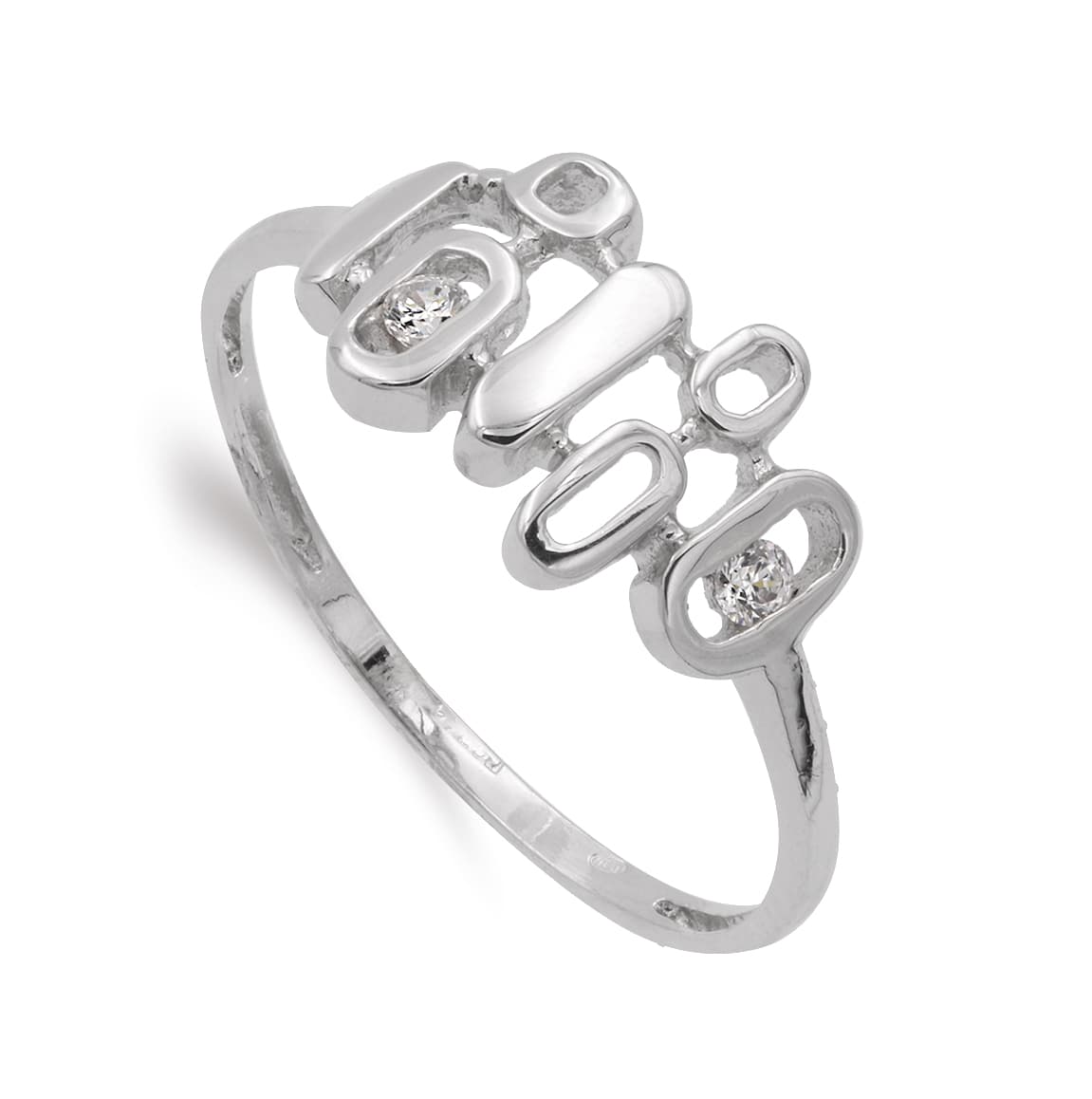 18K SORTIJA ORO BLANCO CON MOTIVOS Y CIRCONITAS ANCHO MOTIVO 14X9 MM