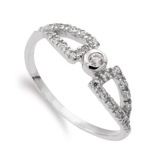 18K SORTIJA ORO BLANCO CON CIRCONITA CENTRAL. ANCHO MOTIVO 5 MM