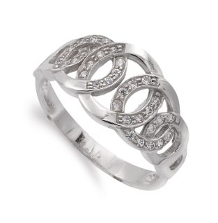 18K SORTIJA ORO BLANCO CON CIRCULOS BRILLO Y CIRCONITAS ANCHO 10 MM