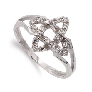 18K SORTIJA ORO BLANCO CON MOTIVO Y CIRCONITAS ANCHO MOTIVO 13X13 MM