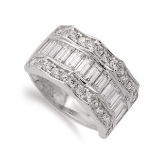 18K SORTIJA ORO BLANCO PIEDRAS Y CIRCONITAS ANCHO 11 MM