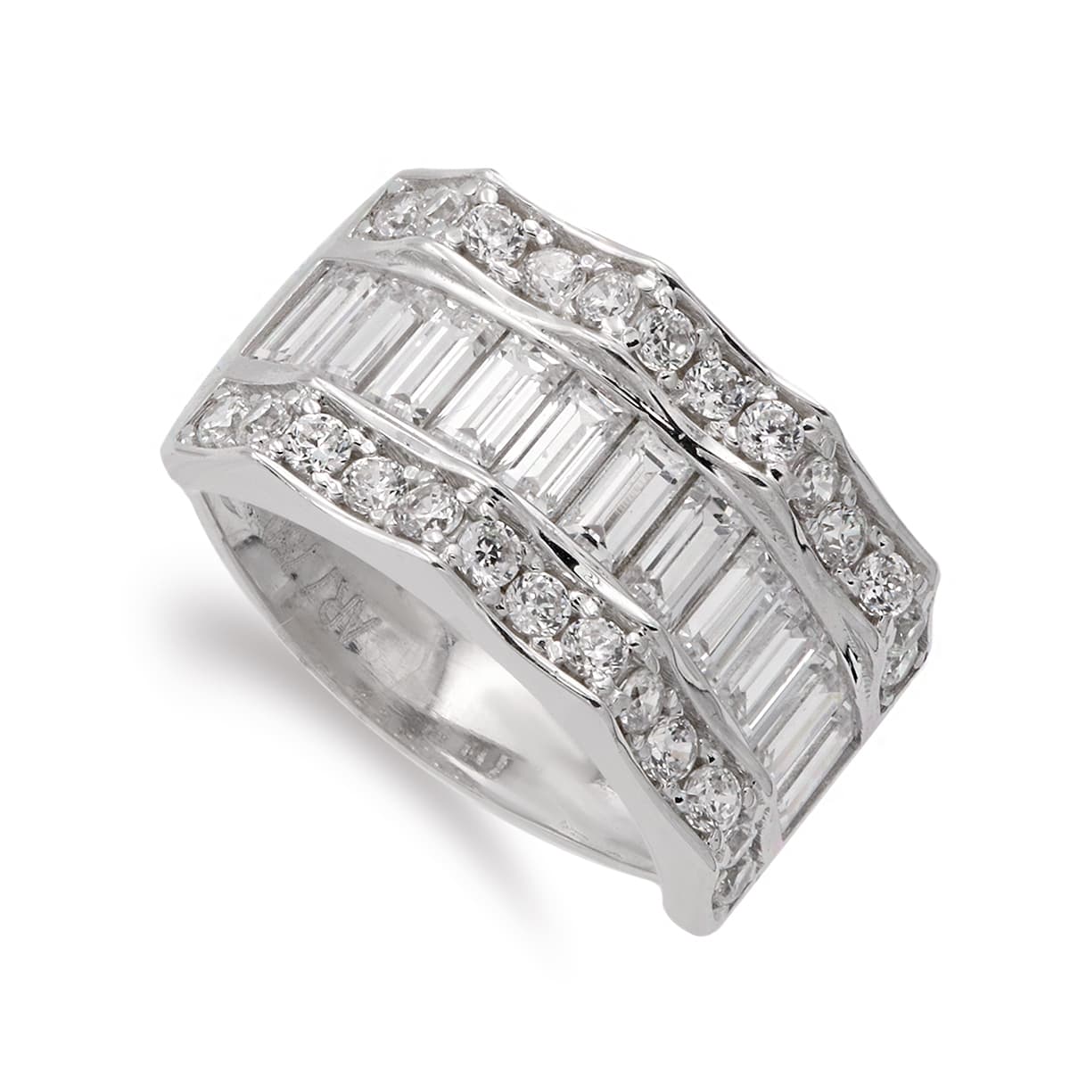 18K SORTIJA ORO BLANCO PIEDRAS Y CIRCONITAS ANCHO 11 MM