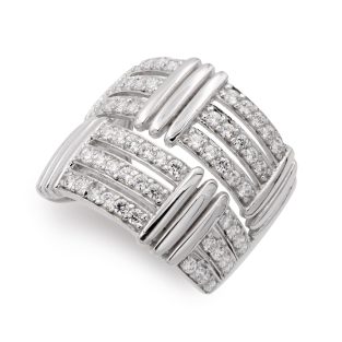 18K SORTIJA ORO BLANCO CON CIRCONITAS 18 MM CUERPO 3 MM