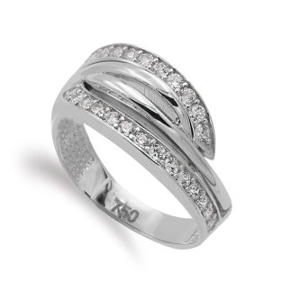 18K SORTIJA ORO BLANCO CON CIRCONITAS ANCHO 10 MM