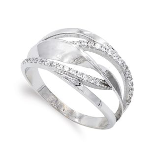 18K SORTIJA ORO BLANCO CON CIRCONITAS