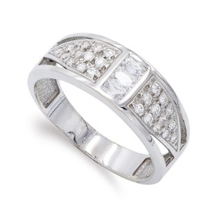 18K SORTIJA ORO BLANCO CON CIRCONITAS