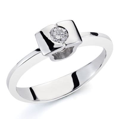 18K SORTIJA ORO BLANCO BRILLANTE. 0.10 QTS.