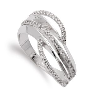 18K SORTIJA ORO BLANCO CON CIRCONITAS 11 MM ANCHO 3 MM