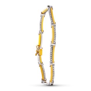 18K PULSERA ORO BICOLOR CIRCONITAS BARRAS