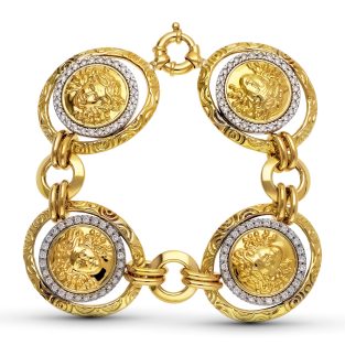 18K PULSERA ORO BICOLOR MEDUSAS CIRCONITAS