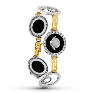 18K PULSERA ORO BICOLOR MEDUSAS CIRCONITAS