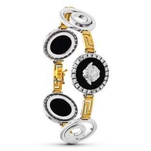 18K PULSERA ORO BICOLOR MEDUSAS CIRCONITAS